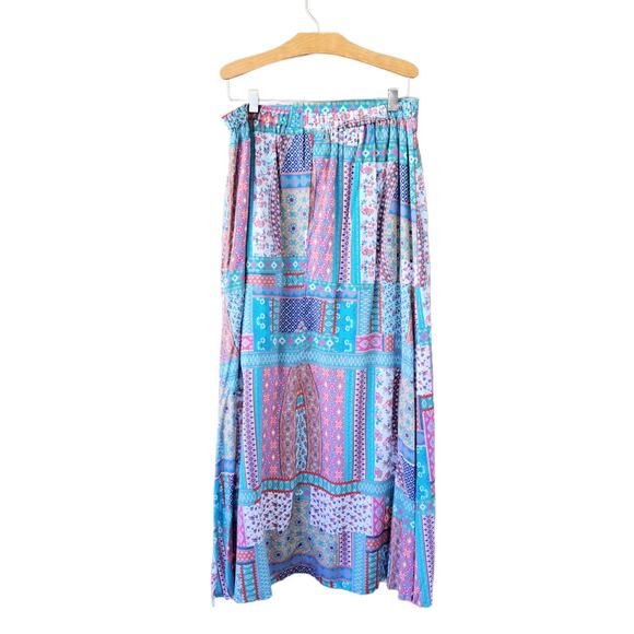 TOLANI Boho Multicolor Patchwork Print Maxi Skirt SIze Small Petite - Picture 8 of 8